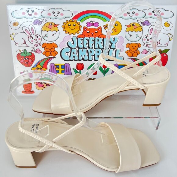 Jeffrey Campbell Adapt Sandals Slingback Cream Block Heel Sandals Size 6.5 - Picture 3 of 12